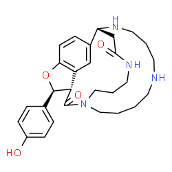 ChemSpider 2D Image | (11R,17S,18S)-17-(4-Hydroxyphenyl)-16-oxa-1,6,10,23-tetraazatetracyclo[9.8.6.2~12,15~.0~14,18~]heptacosa-12,14,26-triene-19,24-dione | C28H36N4O4