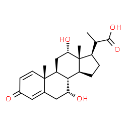 ChemSpider 2D Image | (2S)-2-[(7R,8R,9S,10R,12S,13S,14S,17R)-7,12-Dihydroxy-10,13-dimethyl-3-oxo-6,7,8,9,10,11,12,13,14,15,16,17-dodecahydro-3H-cyclopenta[a]phenanthren-17-yl]propanoic acid | C22H30O5