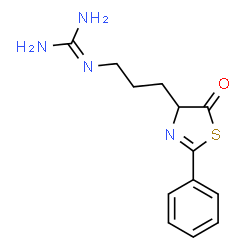 ChemSpider 2D Image | 2-[3-(5-Oxo-2-phenyl-4,5-dihydro-1,3-thiazol-4-yl)propyl]guanidine | C13H16N4OS