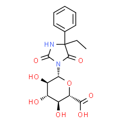 ChemSpider 2D Image | 5-Ethyl-3-(beta-D-glucopyranuronosyl)-5-phenyl-2,4-imidazolidinedione | C17H20N2O8