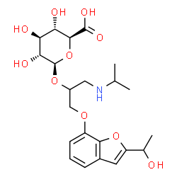 ChemSpider 2D Image | 1-{[2-(1-Hydroxyethyl)-1-benzofuran-7-yl]oxy}-3-(isopropylamino)-2-propanyl beta-D-glucopyranosiduronic acid | C22H31NO10