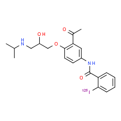 ChemSpider 2D Image | N-{3-Acetyl-4-[2-hydroxy-3-(isopropylamino)propoxy]phenyl}-2-(~125~I)iodobenzamide | C21H25125IN2O4
