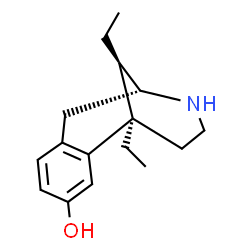ChemSpider 2D Image | (2R,6R,11R)-6,11-diethyl-1,2,3,4,5,6-hexahydro-2,6-methano-3-benzazocin-8-ol | C16H23NO