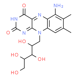 ChemSpider 2D Image | 1-(6-Amino-7,8-dimethyl-2,4-dioxo-3,4-dihydrobenzo[g]pteridin-10(2H)-yl)-1-deoxypentitol | C17H21N5O6