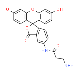 ChemSpider 2D Image | N-(3',6'-Dihydroxy-3-oxo-3H-spiro[2-benzofuran-1,9'-xanthen]-5-yl)-beta-alaninamide | C23H18N2O6