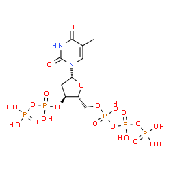 ChemSpider 2D Image | Thymidine 5'-(tetrahydrogen triphosphate) 3'-(trihydrogen diphosphate) | C10H19N2O20P5