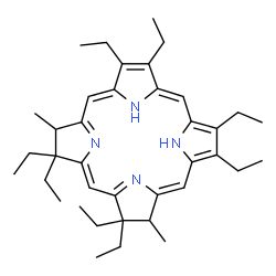 ChemSpider 2D Image | 3,3,7,7,12,13,17,18-Octaethyl-2,8-dimethyl-2,3,7,8-tetrahydroporphyrin | C38H54N4