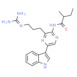 ChemSpider 2D Image | 1-(3-{6-(1H-indol-3-yl)-3-[(2S)-2-methylbutanamido]pyrazin-2-yl}propyl)guanidine | C21H27N7O