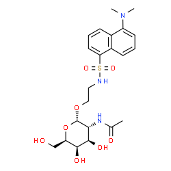 ChemSpider 2D Image | N-{2-[(2-Acetamido-2-deoxy-alpha-D-galactopyranosyl)oxy]ethyl}-5-(dimethylamino)-1-naphthalenesulfonamide | C22H31N3O8S