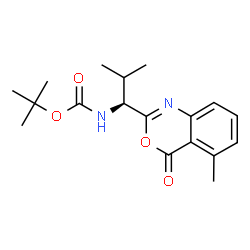 ChemSpider 2D Image | 2-Methyl-2-propanyl [(1S)-2-methyl-1-(5-methyl-4-oxo-4H-3,1-benzoxazin-2-yl)propyl]carbamate | C18H24N2O4