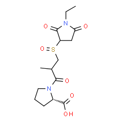 ChemSpider 2D Image | 1-{3-[(1-Ethyl-2,5-dioxo-3-pyrrolidinyl)sulfinyl]-2-methylpropanoyl}-L-proline | C15H22N2O6S