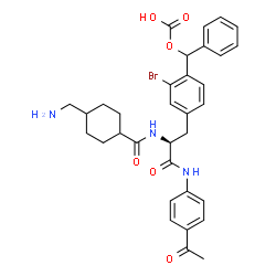 ChemSpider 2D Image | N-(4-Acetylphenyl)-Nalpha-{[4-(aminomethyl)cyclohexyl]carbonyl}-3-bromo-4-[(carboxyoxy)(phenyl)methyl]-L-phenylalaninamide | C33H36BrN3O6