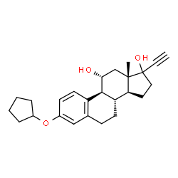 ChemSpider 2D Image | (11alpha,17xi)-3-(Cyclopentyloxy)-19-norpregna-1,3,5(10)-trien-20-yne-11,17-diol | C25H32O3