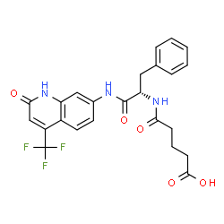 ChemSpider 2D Image | 5-Oxo-5-{[(2S)-1-oxo-1-{[2-oxo-4-(trifluoromethyl)-1,2-dihydro-7-quinolinyl]amino}-3-phenyl-2-propanyl]amino}pentanoic acid | C24H22F3N3O5
