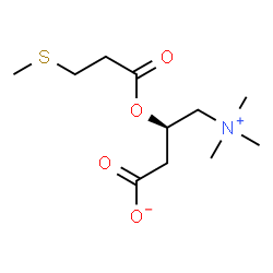 ChemSpider 2D Image | (3R)-3-{[3-(Methylsulfanyl)propanoyl]oxy}-4-(trimethylammonio)butanoate | C11H21NO4S