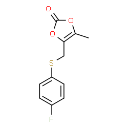 ChemSpider 2D Image | 4-{[(4-Fluorophenyl)sulfanyl]methyl}-5-methyl-1,3-dioxol-2-one | C11H9FO3S