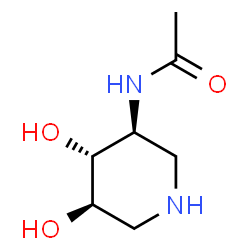 ChemSpider 2D Image | N-[(3S,4R,5R)-4,5-Dihydroxy-3-piperidinyl]acetamide | C7H14N2O3