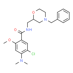 ChemSpider 2D Image | N-[(4-Benzyl-2-morpholinyl)methyl]-5-chloro-4-(dimethylamino)-2-methoxybenzamide | C22H28ClN3O3