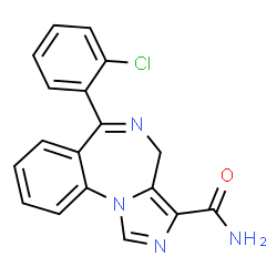 ChemSpider 2D Image | 6-(2-Chlorophenyl)-4H-imidazo[1,5-a][1,4]benzodiazepine-3-carboxamide | C18H13ClN4O