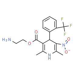 ChemSpider 2D Image | 2-Aminoethyl 2,6-dimethyl-5-nitro-4-[2-(trifluoromethyl)phenyl]-1,4-dihydro-3-pyridinecarboxylate | C17H18F3N3O4