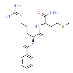 ChemSpider 2D Image | N~2~-Benzoyl-N~5~-(diaminomethylene)-L-ornithyl-L-methioninamide | C18H28N6O3S