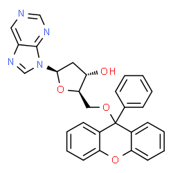 ChemSpider 2D Image | 9-[2-Deoxy-5-O-(9-phenyl-9H-xanthen-9-yl)-beta-D-erythro-pentofuranosyl]-9H-purine | C29H24N4O4