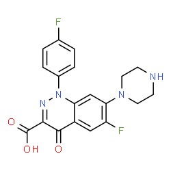 ChemSpider 2D Image | 6-Fluoro-1-(4-fluorophenyl)-4-oxo-7-(1-piperazinyl)-1,4-dihydro-3-cinnolinecarboxylic acid | C19H16F2N4O3