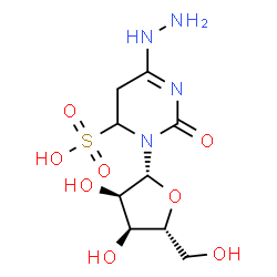ChemSpider 2D Image | 6-Hydrazino-2-oxo-3-(beta-D-ribofuranosyl)-2,3,4,5-tetrahydro-4-pyrimidinesulfonic acid | C9H16N4O8S