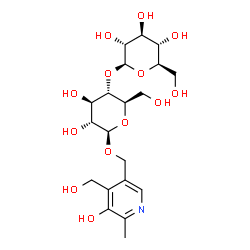 ChemSpider 2D Image | [5-Hydroxy-4-(hydroxymethyl)-6-methyl-3-pyridinyl]methyl 4-O-beta-D-glucopyranosyl-beta-D-glucopyranoside | C20H31NO13