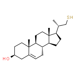 ChemSpider 2D Image | (3S,8S,9S,10R,13S,14S,17R)-10,13-Dimethyl-17-[(2S)-1-sulfanyl-2-propanyl]-2,3,4,7,8,9,10,11,12,13,14,15,16,17-tetradecahydro-1H-cyclopenta[a]phenanthren-3-ol | C22H36OS