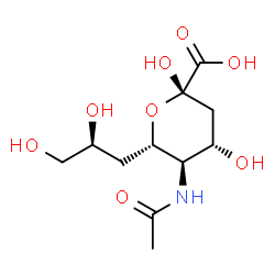 ChemSpider 2D Image | (6S)-5-Acetamido-3,5-dideoxy-6-[(2S)-2,3-dihydroxypropyl]-alpha-L-threo-hex-2-ulopyranosonic acid | C11H19NO8