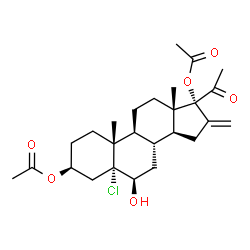 ChemSpider 2D Image | (3beta,5alpha,6beta)-5-Chloro-6-hydroxy-16-methylene-20-oxopregnane-3,17-diyl diacetate | C26H37ClO6