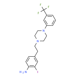 ChemSpider 2D Image | 2-Iodo-4-(2-{4-[3-(trifluoromethyl)phenyl]-1-piperazinyl}ethyl)aniline | C19H21F3IN3