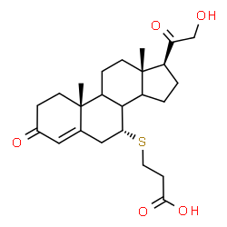 ChemSpider 2D Image | 3-{[(7alpha,8xi,9xi,14xi)-21-Hydroxy-3,20-dioxopregn-4-en-7-yl]sulfanyl}propanoic acid | C24H34O5S