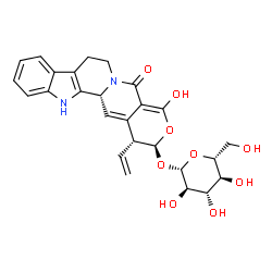 ChemSpider 2D Image | (3beta,16alpha,17beta)-19-Hydroxy-21-oxo-16-vinyl-14,15,19,20-tetradehydro-18-oxayohimban-17-yl beta-D-glucopyranoside | C26H28N2O9
