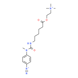 ChemSpider 2D Image | 4-(1-Methyl-3-(6-oxo-6-(2-(trimethylammonio)ethoxy)hexyl)ureido)benzenediazonium | C19H31N5O3
