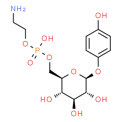 ChemSpider 2D Image | 4-Hydroxyphenyl 6-O-[(2-aminoethoxy)(hydroxy)phosphoryl]-beta-D-glucopyranoside | C14H22NO10P