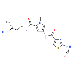 ChemSpider 2D Image | N-(5-{[(3Z)-3-Amino-3-iminopropyl]carbamoyl}-1-methyl-1H-pyrrol-3-yl)-2-formamido-1,3-thiazole-4-carboxamide | C14H17N7O3S