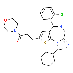 ChemSpider 2D Image | 3-[4-(2-Chlorophenyl)-9-cyclohexyl-6H-thieno[3,2-f][1,2,4]triazolo[4,3-a][1,4]diazepin-2-yl]-1-(4-morpholinyl)-1-propanone | C27H30ClN5O2S