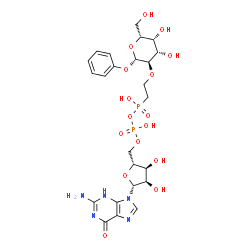 ChemSpider 2D Image | [[(2R,3S,4R,5R)-5-(2-amino-6-oxo-3H-purin-9-yl)-3,4-dihydroxy-tetrahydrofuran-2-yl]methoxy-hydroxy-phosphoryl]oxy-[2-[(2S,3R,4S,5R,6R)-4,5-dihydroxy-6-(hydroxymethyl)-2-phenoxy-tetrahydropyran-3-yl]oxyethyl]phosphinic acid | C24H33N5O16P2