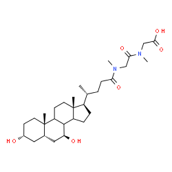 ChemSpider 2D Image | N-[(3alpha,5beta,7beta,8xi,9xi,14xi)-3,7-Dihydroxy-24-oxocholan-24-yl]-N-methylglycyl-N-methylglycine | C30H50N2O6