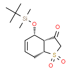 ChemSpider 2D Image | (3aR,4S,7aR)-4-{[Dimethyl(2-methyl-2-propanyl)silyl]oxy}-3a,4,7,7a-tetrahydro-1-benzothiophen-3(2H)-one 1,1-dioxide | C14H24O4SSi