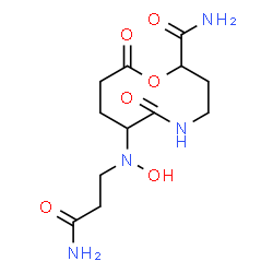 ChemSpider 2D Image | 7-[(3-Amino-3-oxopropyl)(hydroxy)amino]-6,10-dioxo-1,5-oxazecane-2-carboxamide | C12H20N4O6