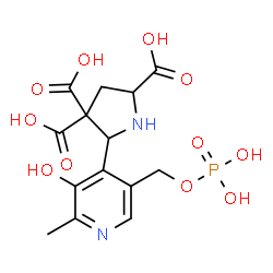 ChemSpider 2D Image | 5-{3-Hydroxy-2-methyl-5-[(phosphonooxy)methyl]-4-pyridinyl}-2,4,4-pyrrolidinetricarboxylic acid | C14H17N2O11P