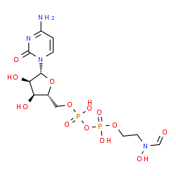 ChemSpider 2D Image | 5'-O-[{[{2-[Formyl(hydroxy)amino]ethoxy}(hydroxy)phosphoryl]oxy}(hydroxy)phosphoryl]cytidine | C12H20N4O13P2