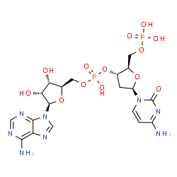 ChemSpider 2D Image | [(2R,3S,5R)-5-(4-Amino-2-oxo-1(2H)-pyrimidinyl)-3-{[{[(2R,3S,4R,5R)-5-(6-amino-9H-purin-9-yl)-3,4-dihydroxytetrahydro-2-furanyl]methoxy}(hydroxy)phosphoryl]oxy}tetrahydro-2-furanyl]methyl dihydrogen p
hosphate | C19H26N8O13P2