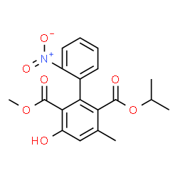 ChemSpider 2D Image | 6-Isopropyl 2-methyl 3-hydroxy-5-methyl-2'-nitro-2,6-biphenyldicarboxylate | C19H19NO7