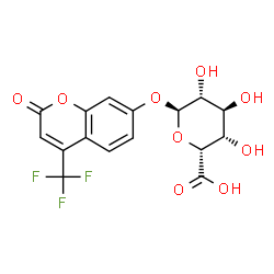 ChemSpider 2D Image | 2-Oxo-4-(trifluoromethyl)-2H-chromen-7-yl alpha-L-idopyranosiduronic acid | C16H13F3O9