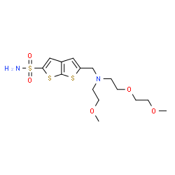 ChemSpider 2D Image | 5-({[2-(2-Methoxyethoxy)ethyl](2-methoxyethyl)amino}methyl)thieno[2,3-b]thiophene-2-sulfonamide | C15H24N2O5S3