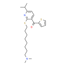 ChemSpider 2D Image | (2-{[8-(Dimethylamino)octyl]sulfanyl}-6-isopropyl-3-pyridinyl)(2-thienyl)methanone | C23H34N2OS2